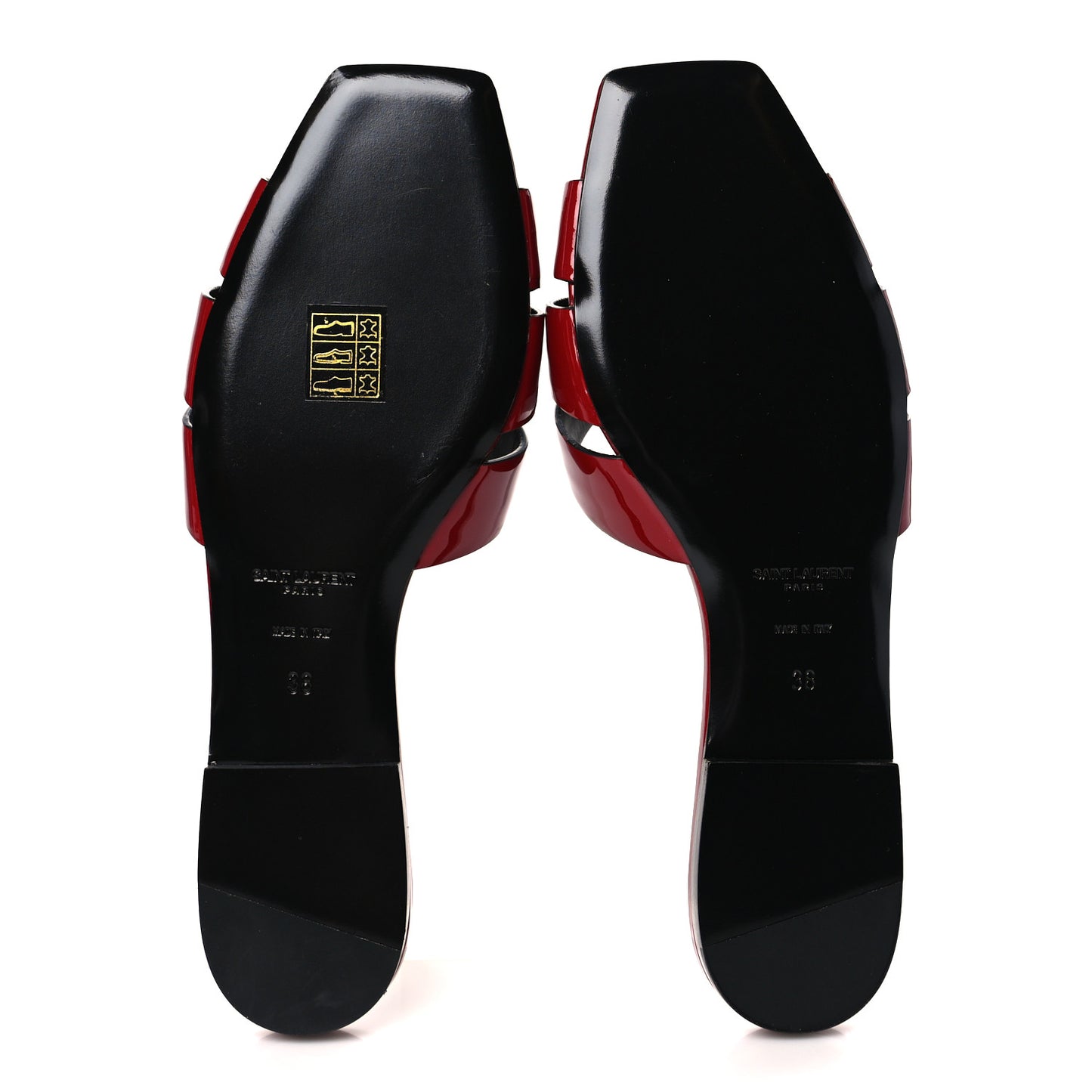 Patent Calfskin Nu Pied 05 Slide Sandals 38 Red