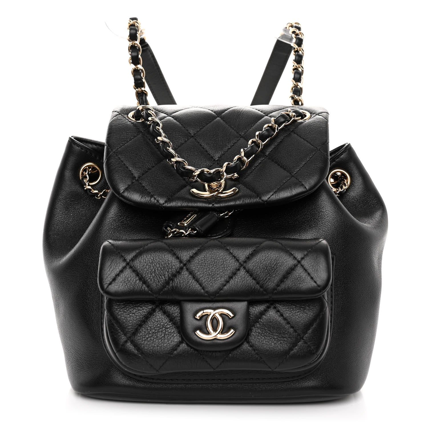 Chanel Lambskin Quilted Small Duma Drawstring Backpack Black 1 of 11