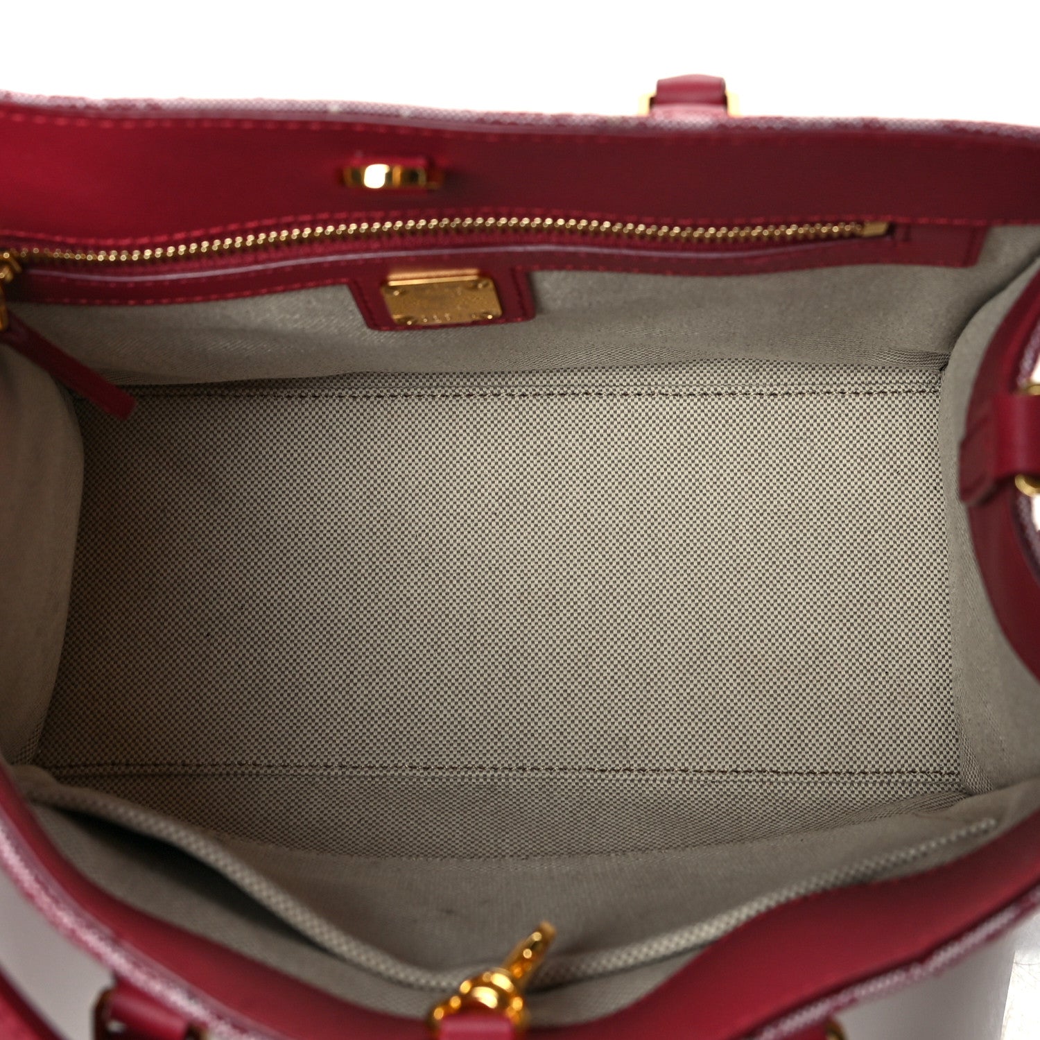 MCM Jacquard Monogram Small Tote Red 4 of 12