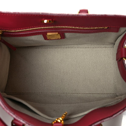 MCM Jacquard Monogram Small Tote Red 4 of 12