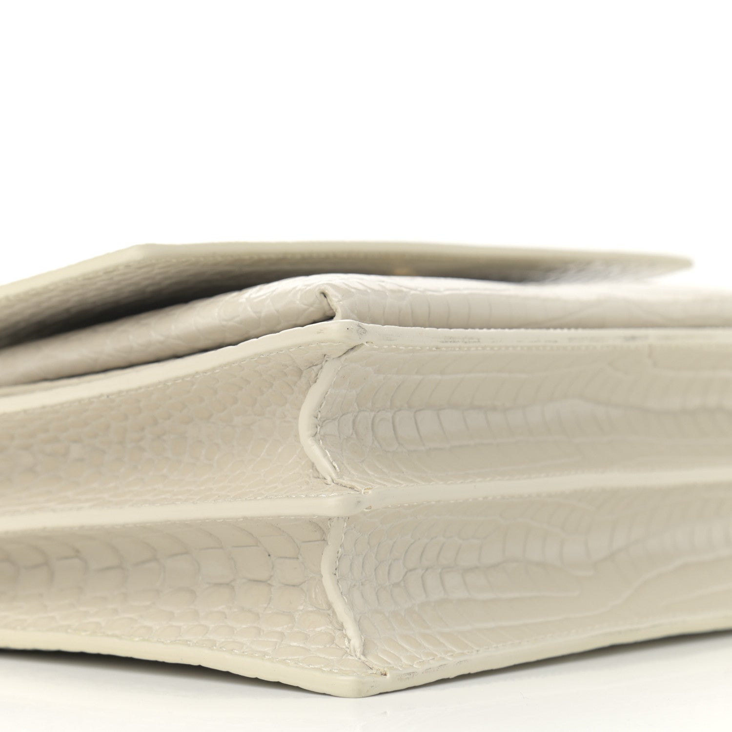 Saint Laurent Calfskin Crocodile Embossed Medium Monogram Sunset Blanc Vintage 10 of 15