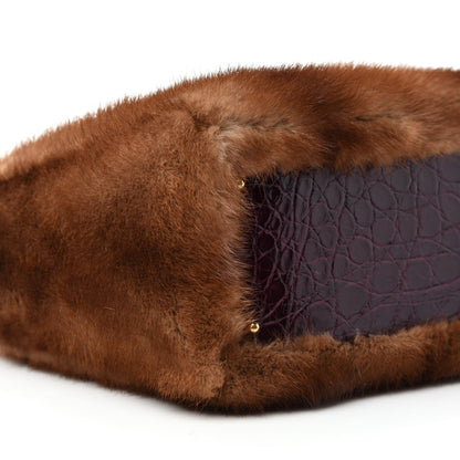 Christian Dior Mink Fur Crocodile Lady Dior Brown 6 of 12