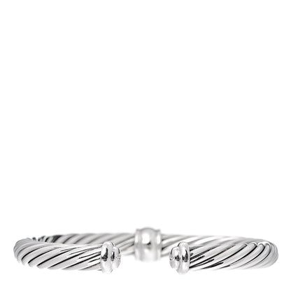 David Yurman Sterling Silver Black Diamond 7mm Cable Classics Station Bracelet 3 of 4