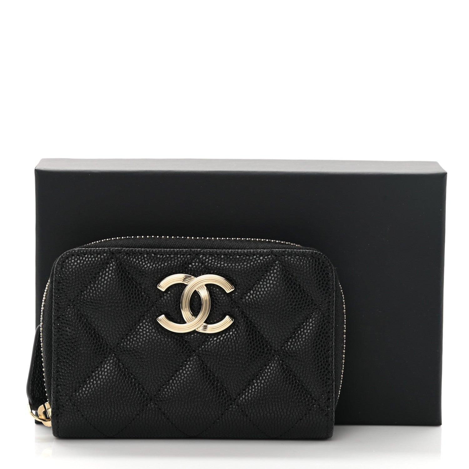 Chanel Caviar Quilted CC Zip Around Card Holder Wallet Black 8 of 8