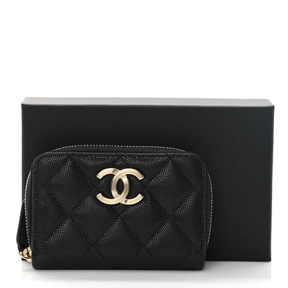 Chanel Caviar Quilted CC Zip Around Card Holder Wallet Black 8 of 8