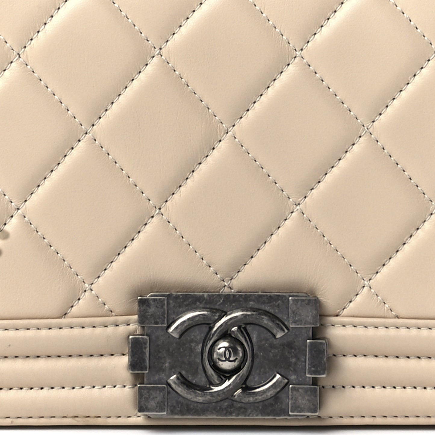 Calfskin Quilted Medium Boy Flap Beige