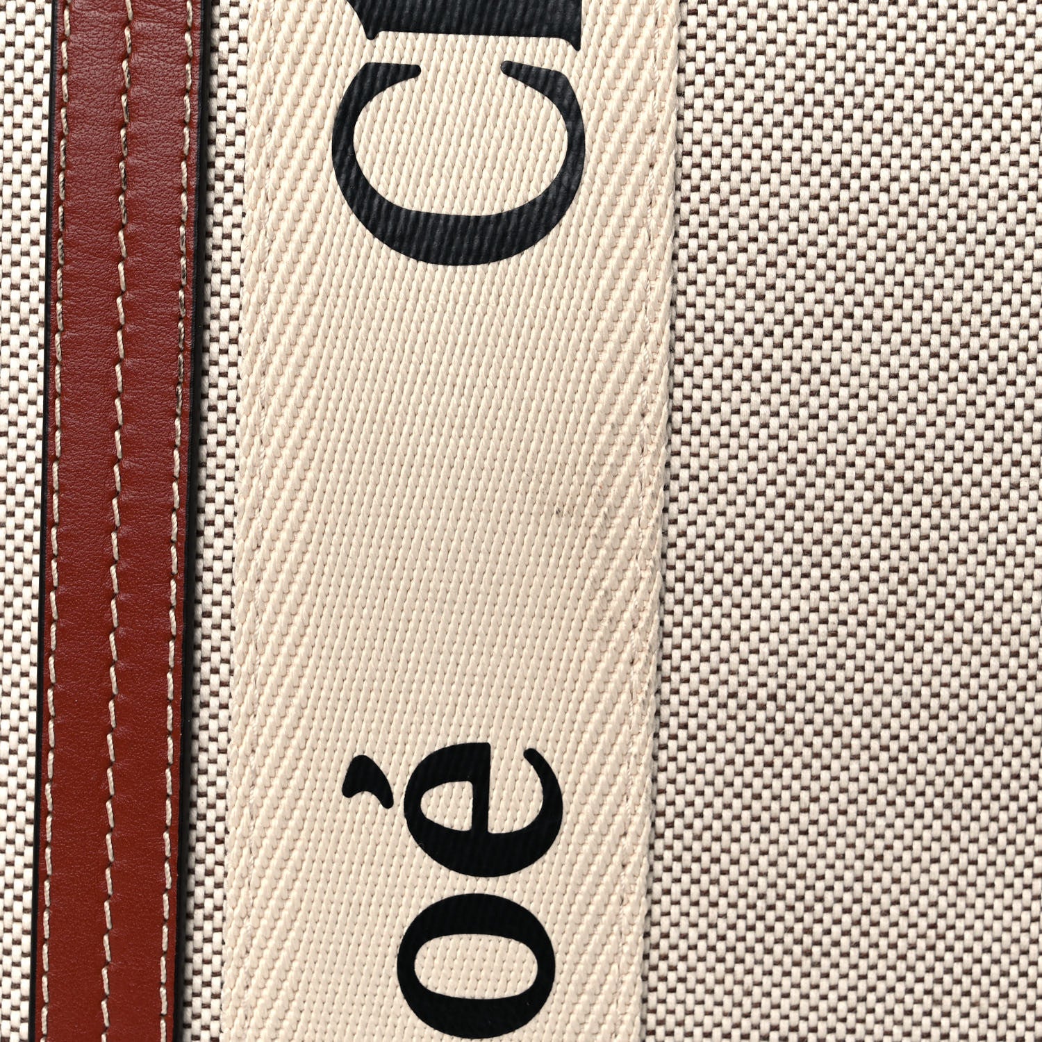 Chloe Cotton Calfskin Medium Woody Ribbon Tote White Brown 17 of 19