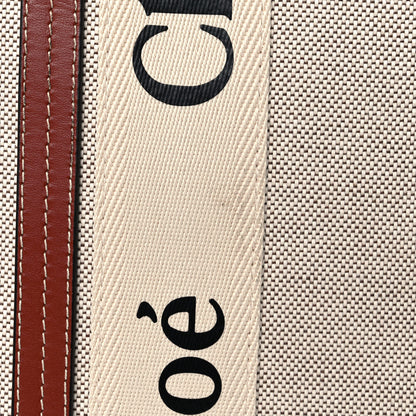 Chloe Cotton Calfskin Medium Woody Ribbon Tote White Brown 17 of 19
