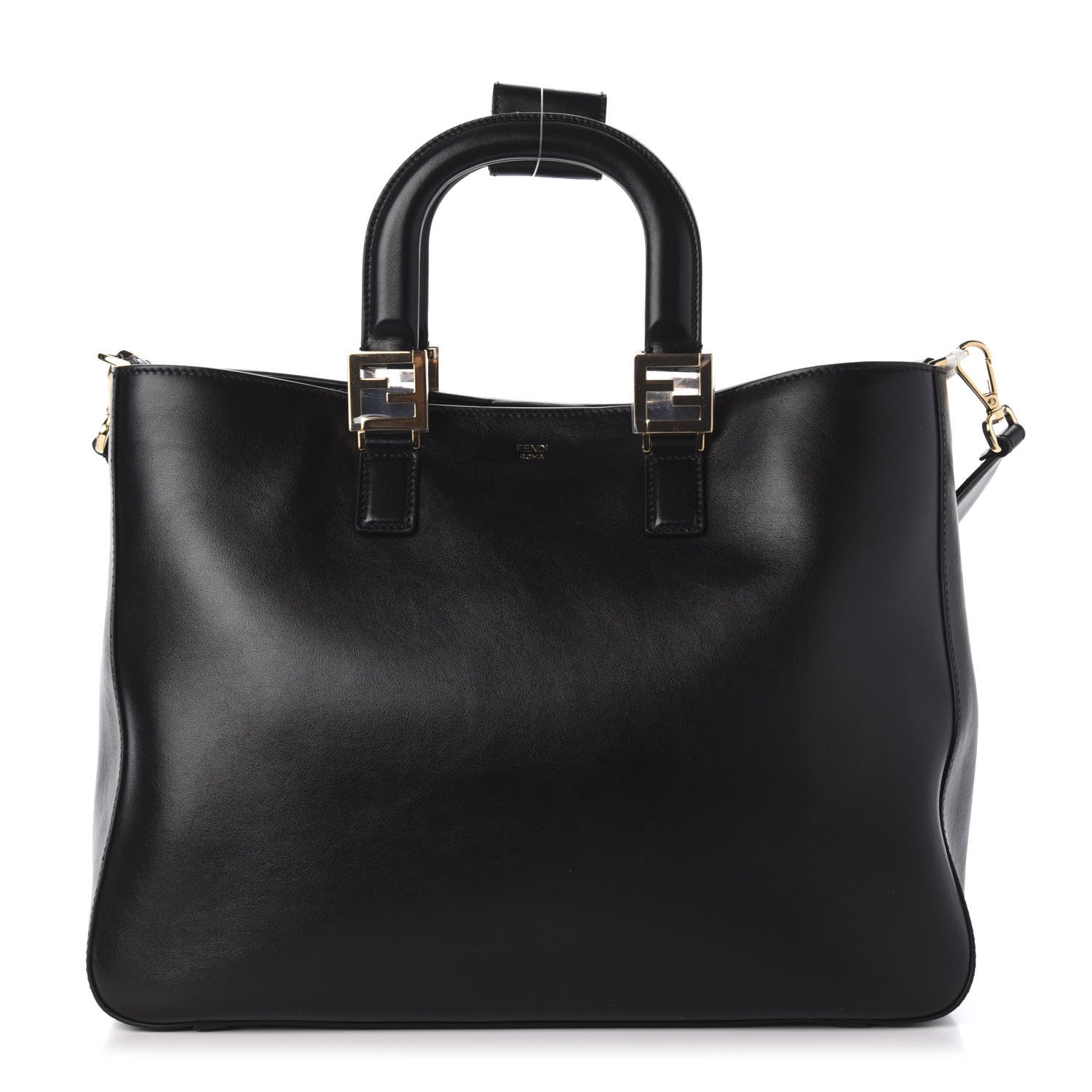 Fendi Vitello Glacier Medium FF Tote Black 1 of 10