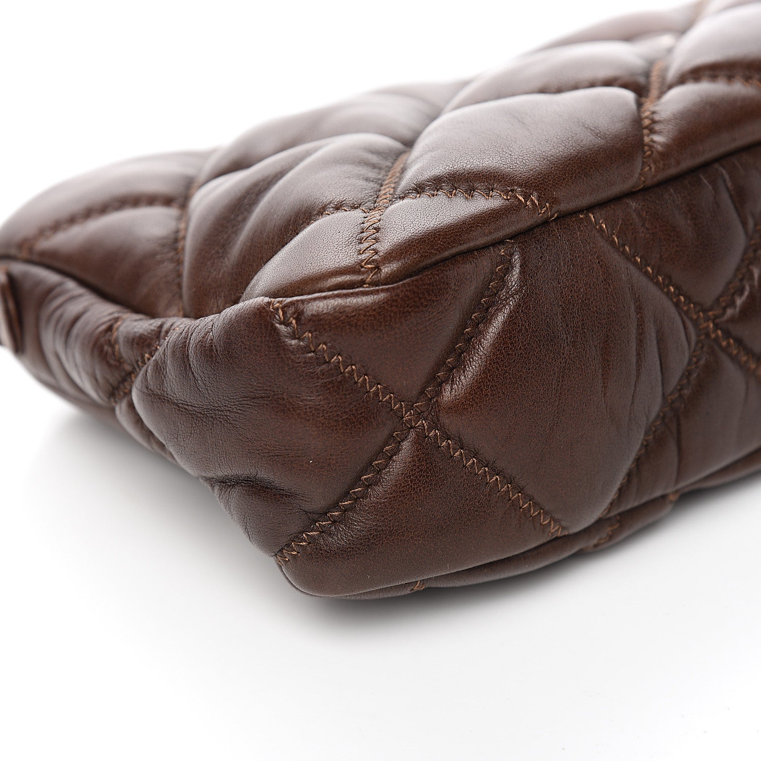 Chanel Lambskin Bubble Quilt Pochette Brown 7 of 8