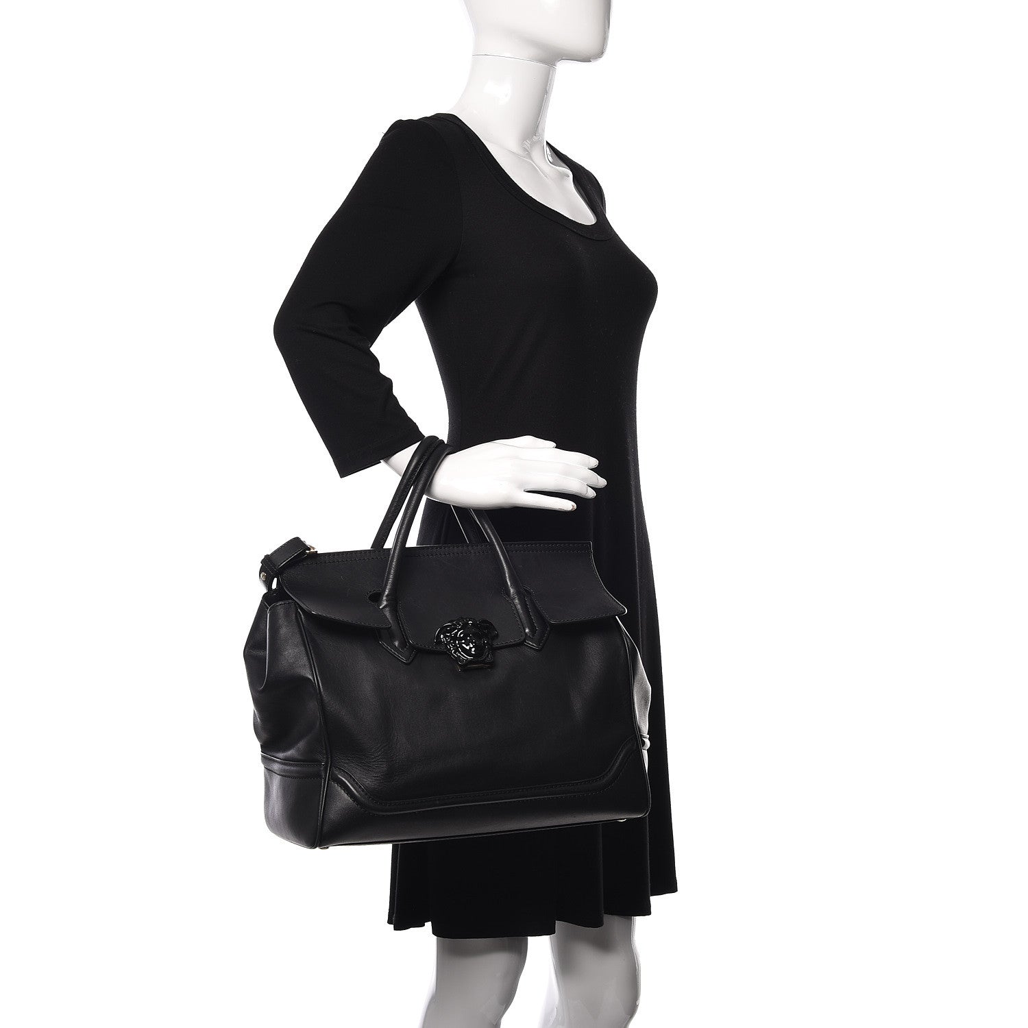 Versace Calfskin Large Palazzo Empire Bag Black 3 of 40