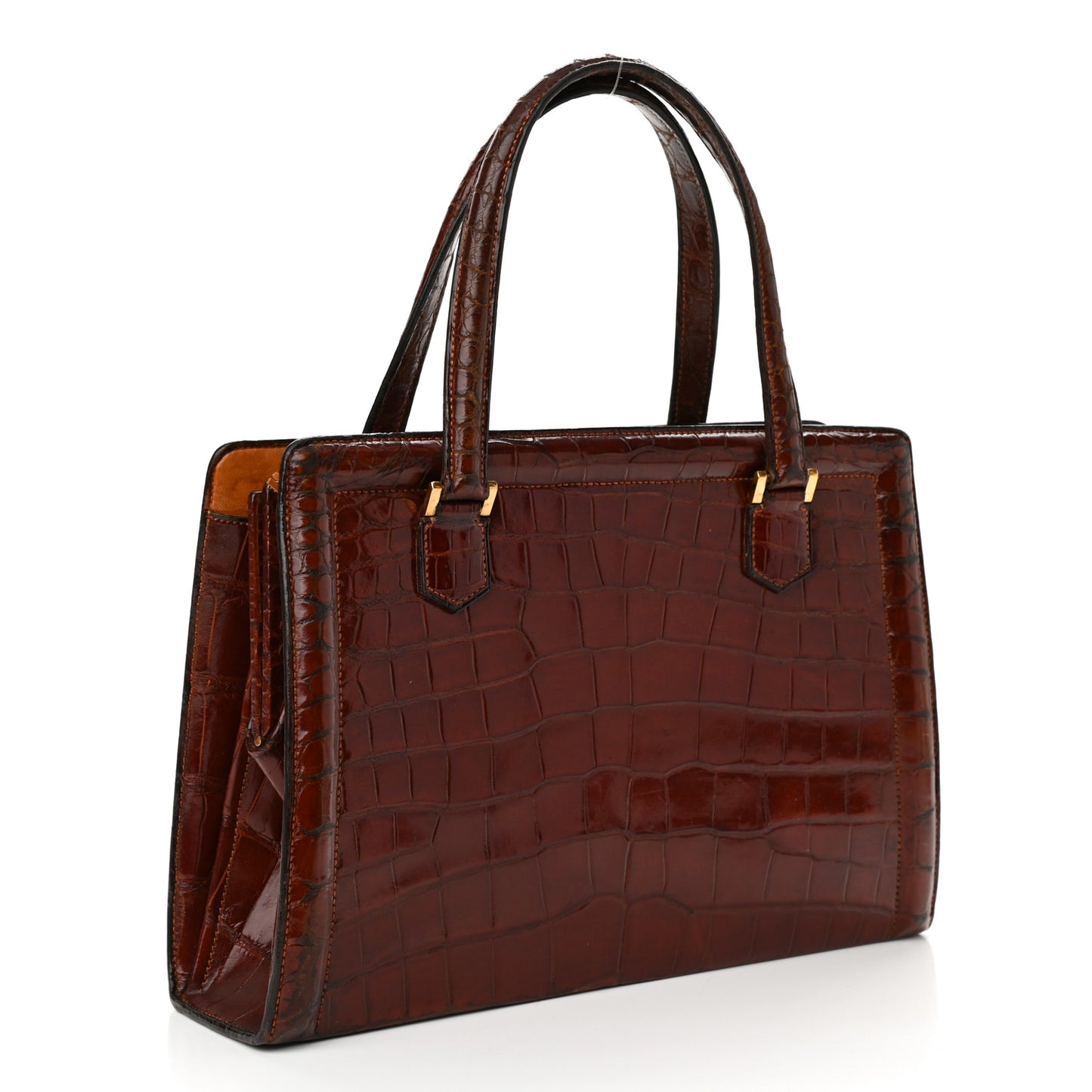 Shiny Crocodile Sac Pullman Havane