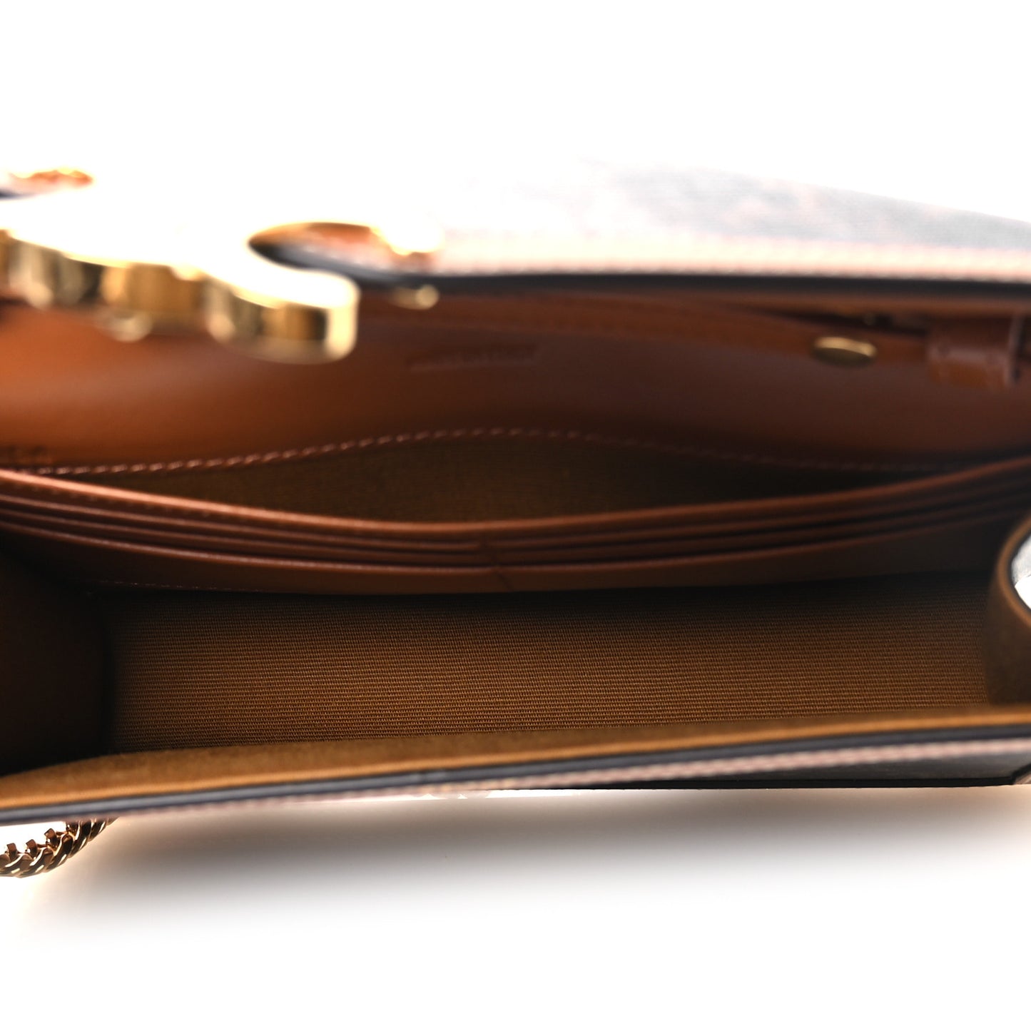 Triomphe Canvas Calfskin Margo Wallet on Chain Tan