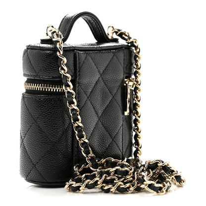 Chanel Caviar Quilted Small Handle With Care Vanity Case With Chain Black 3 of 11