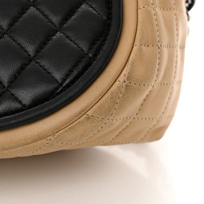 Chanel Lambskin Quilted Classic Twist Crescent Flap Black Beige 13 of 15
