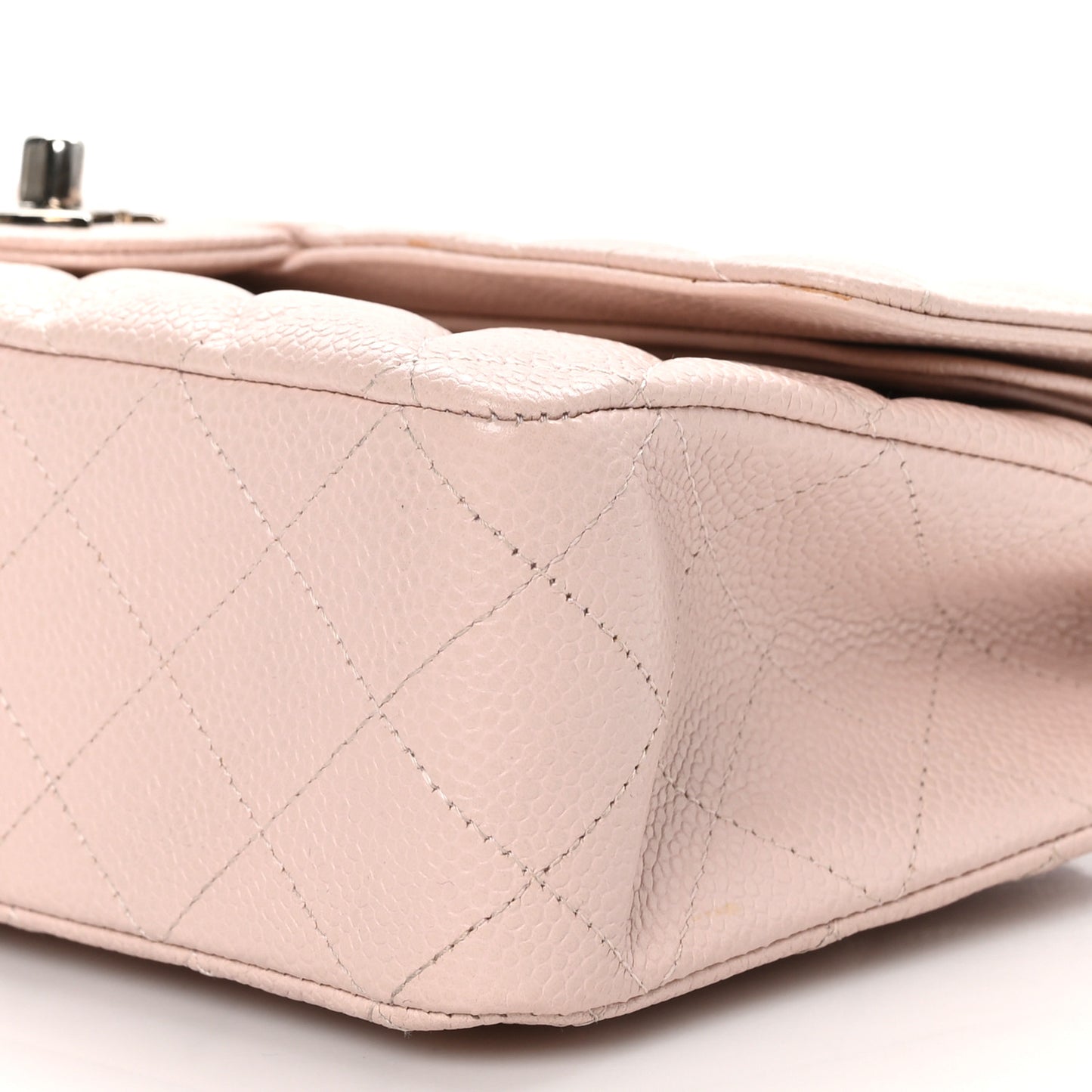 Caviar Quilted Medium Double Flap Light Pink