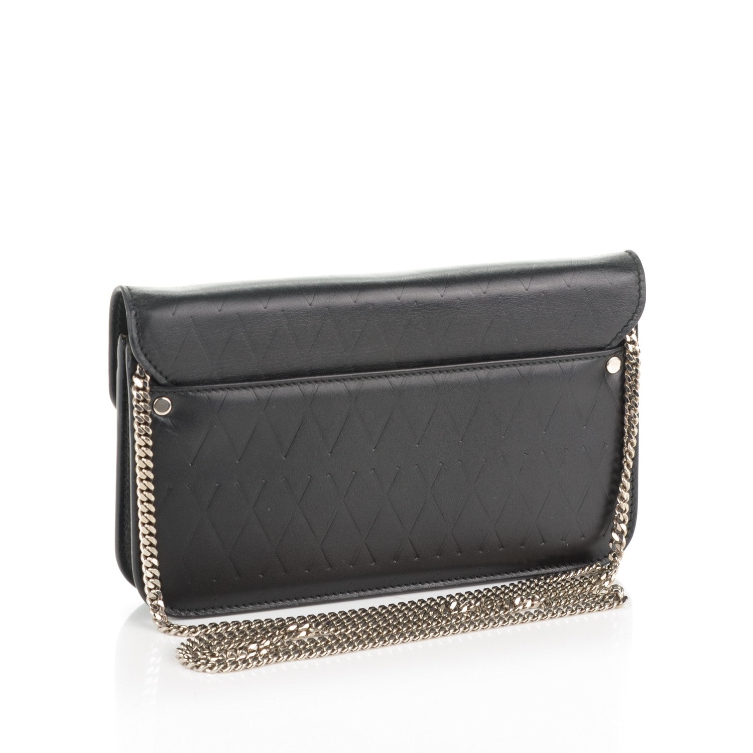 Proenza Schouler Calfskin Embossed Crosshatch PS11 Chain Wallet Black 3 of 6