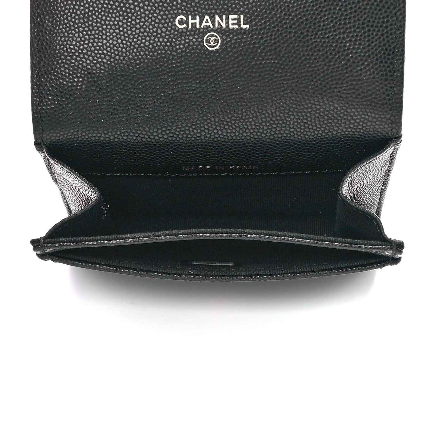 Caviar Quilted Enamel Coco Casino Flap Card Holder Wallet Black
