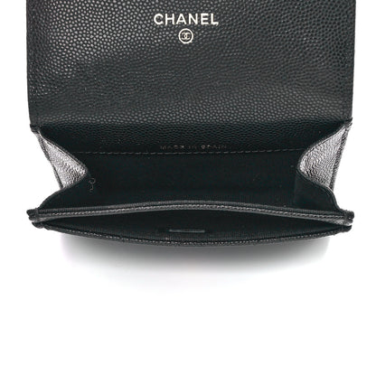 Chanel Caviar Quilted Enamel Coco Casino Flap Card Holder Wallet Black 5 of 12