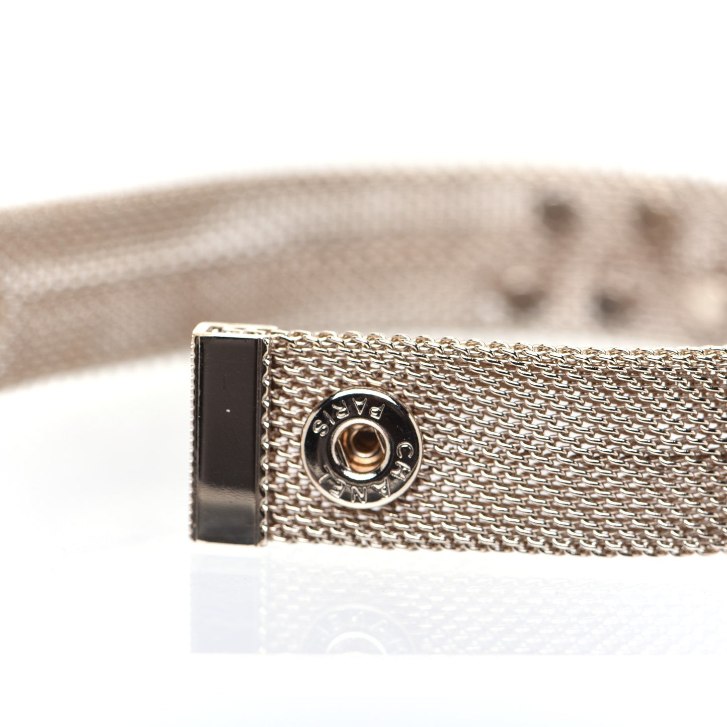 Metal Mesh Logo Bracelet Gold