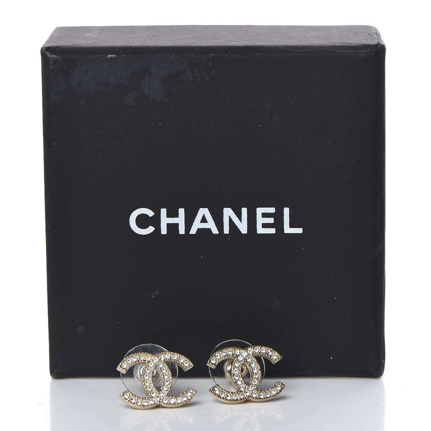 Chanel Crystal CC Earrings Gold 7 of 7