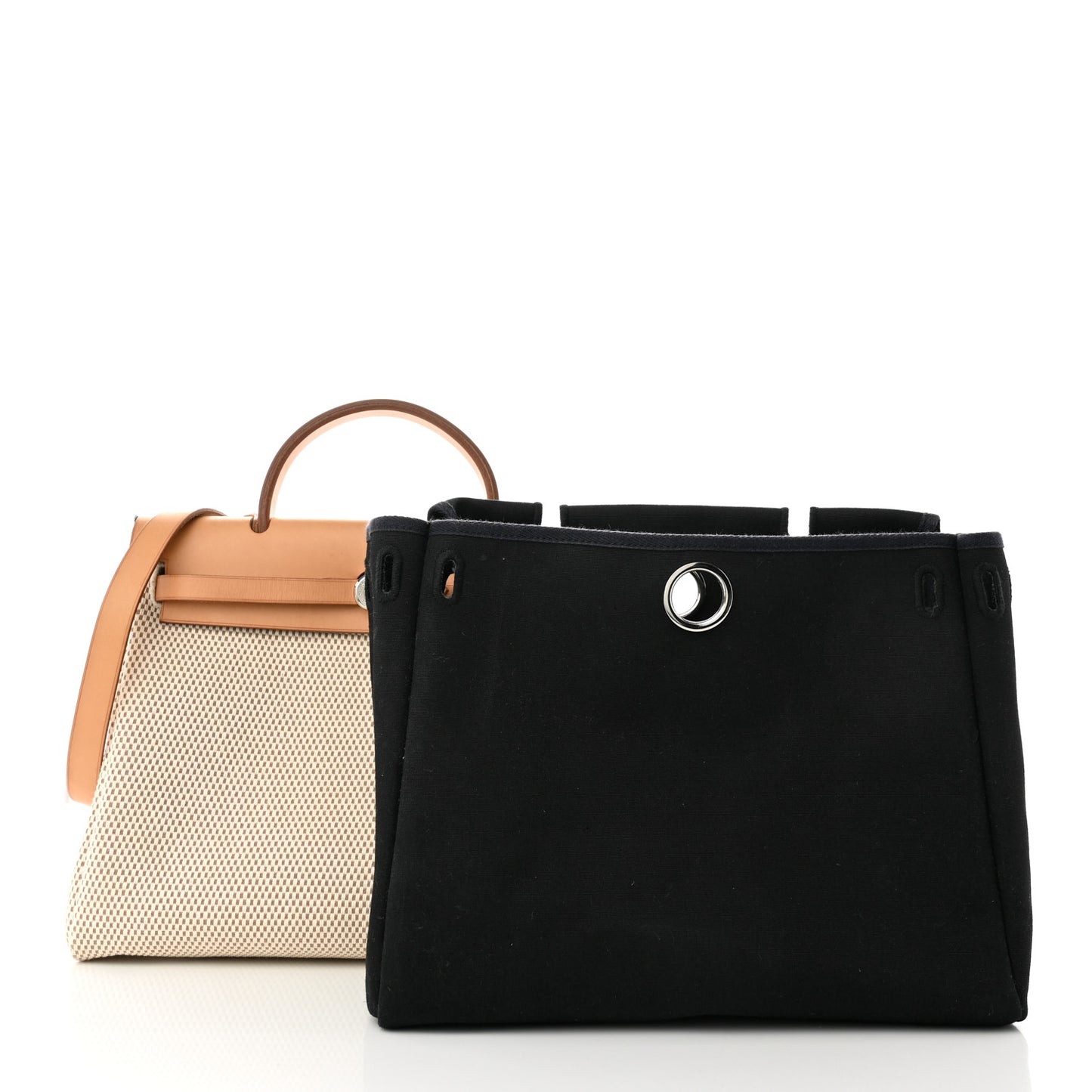 Toile Vache Calfskin Herbag 30 PM Black Natural