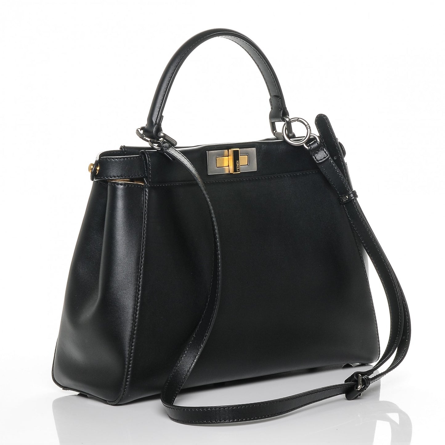 Calfskin Calf Hair Leopard Print Medium Peekaboo Iconic Satchel Black