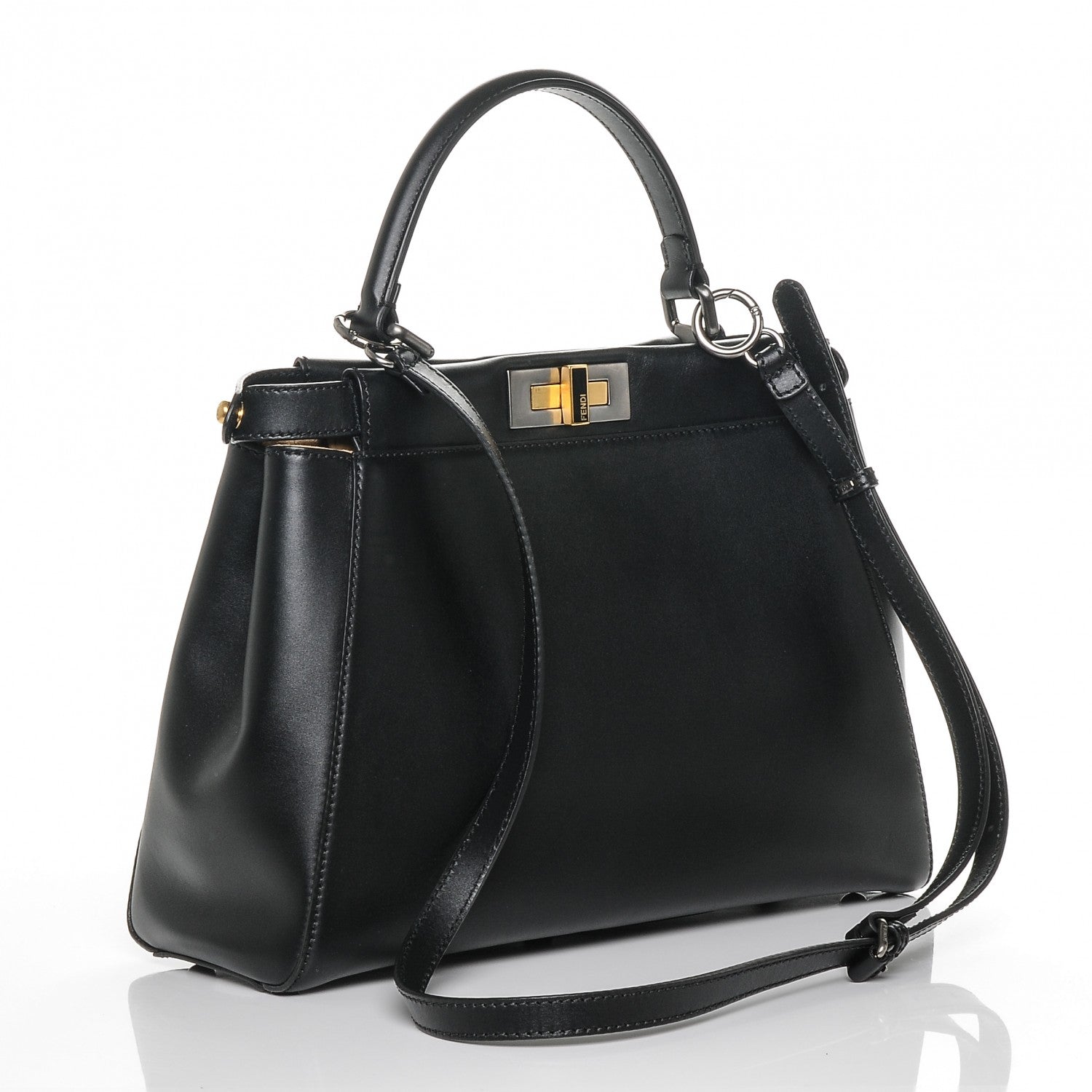 Fendi Calfskin Calf Hair Leopard Print Medium Peekaboo Iconic Satchel Black 3 of 7