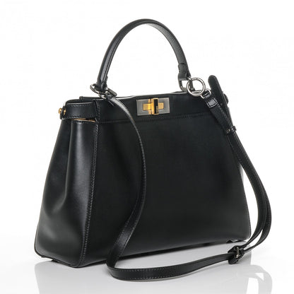 Fendi Calfskin Calf Hair Leopard Print Medium Peekaboo Iconic Satchel Black 3 of 7