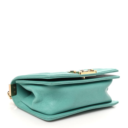 Chanel Caviar Chevron Quilted Small Boy Flap Green 4 of 10