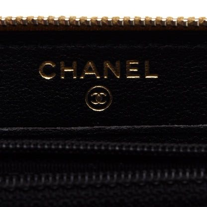 Chanel Metallic Calfskin Crocodile Embossed Small Zip Wallet Gold 6 of 9
