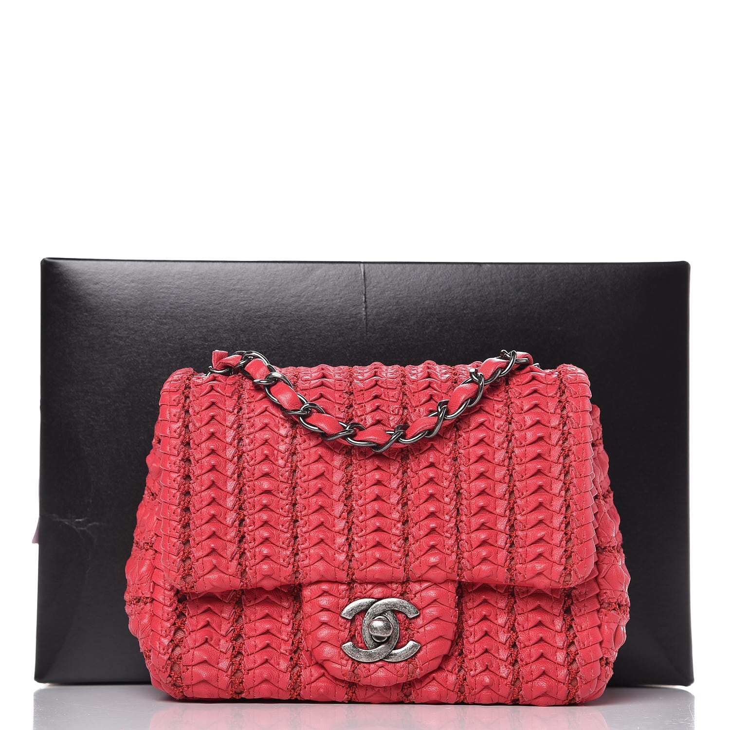 Chanel Lambskin Crochet Embroidered Small Flap Red 9 of 9