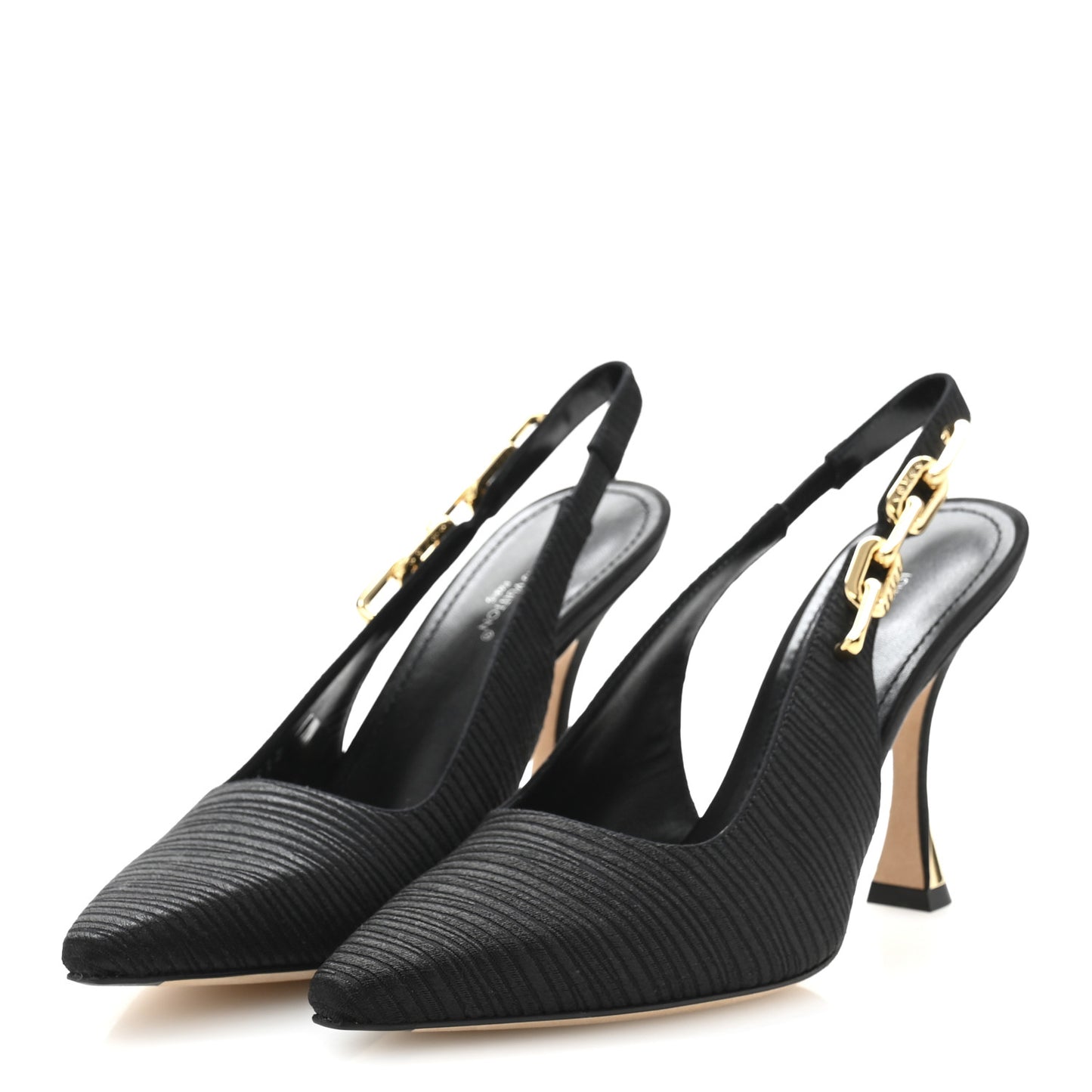 Embroidered Fabric Sparkle Slingback Pumps 38.5 Black