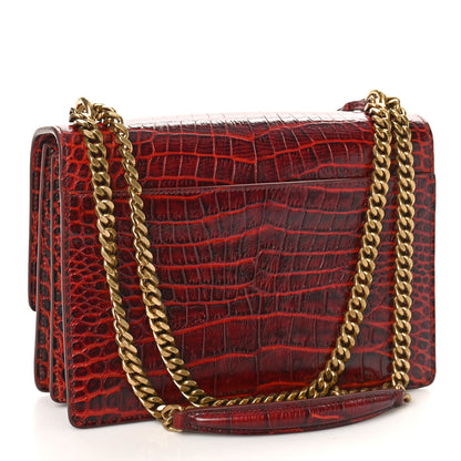 Saint Laurent Calfskin Crocodile Embossed Medium Monogram Sunset Amber 3 of 11