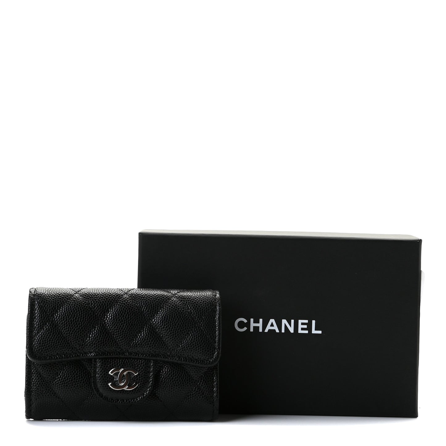 Caviar Quilted Classic 4 Key Holder Wallet Black