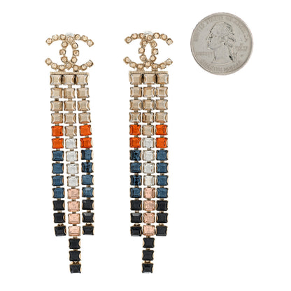 Chanel Baguette Crystal CC Drop Earrings Multi 2 of 6