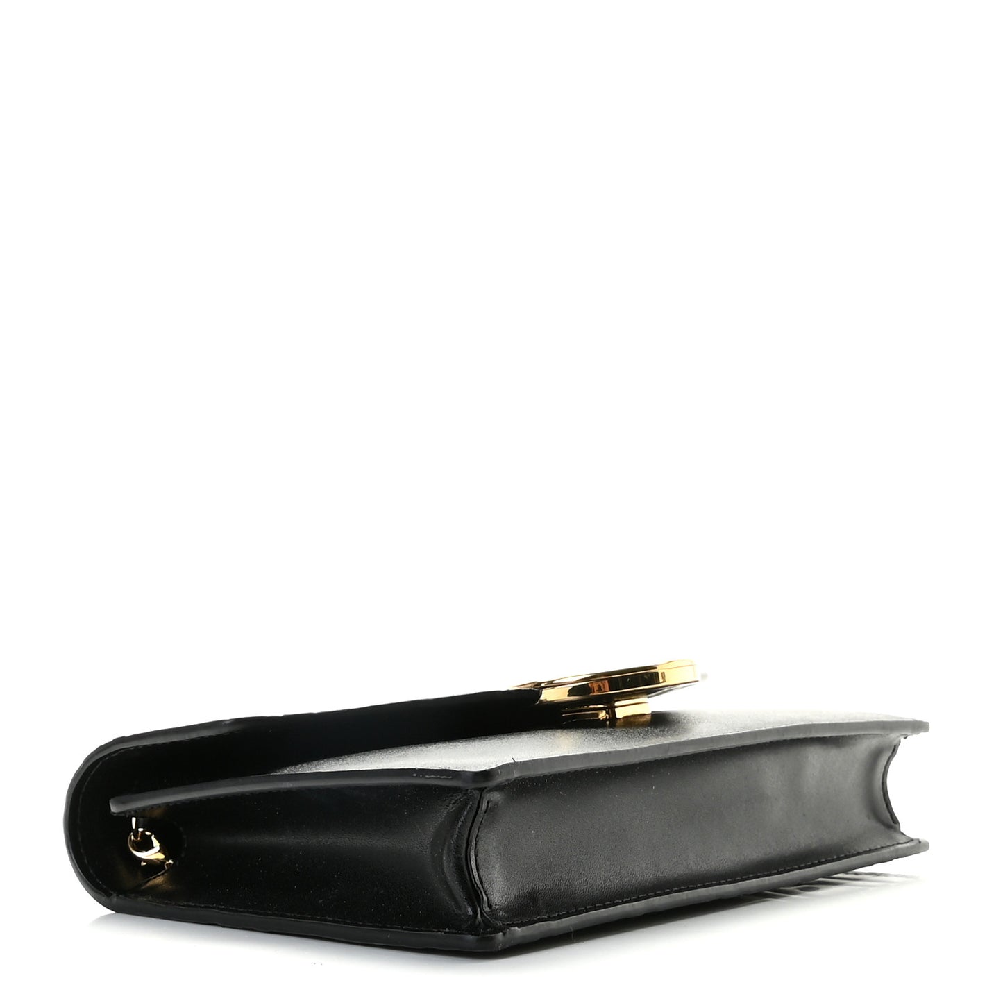 Vitello Liberty F is Fendi Bi-Color FF 1974 Embossed Medium Envelope Wallet On Chain Black Maya
