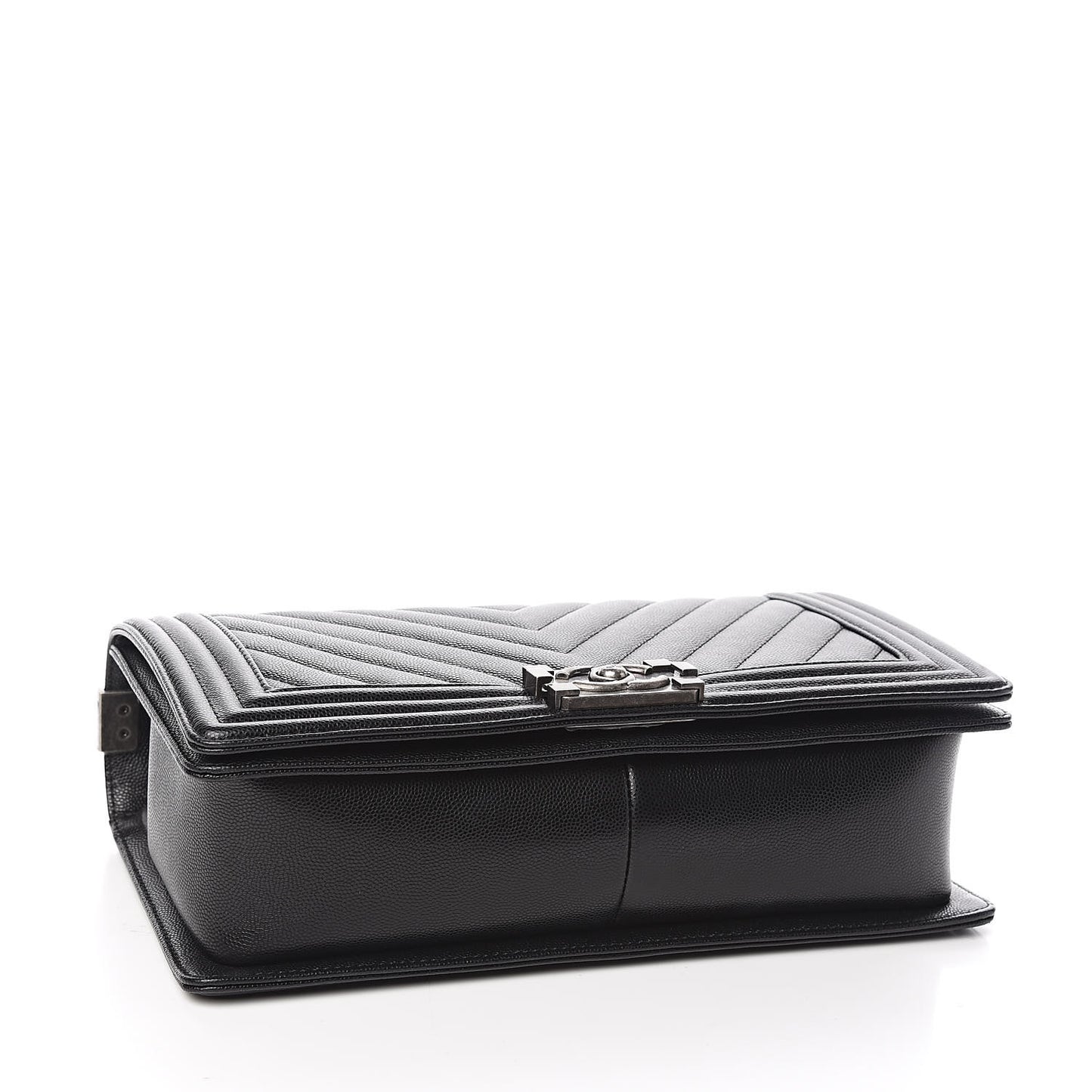 Caviar Chevron Quilted New Medium Boy Flap Black