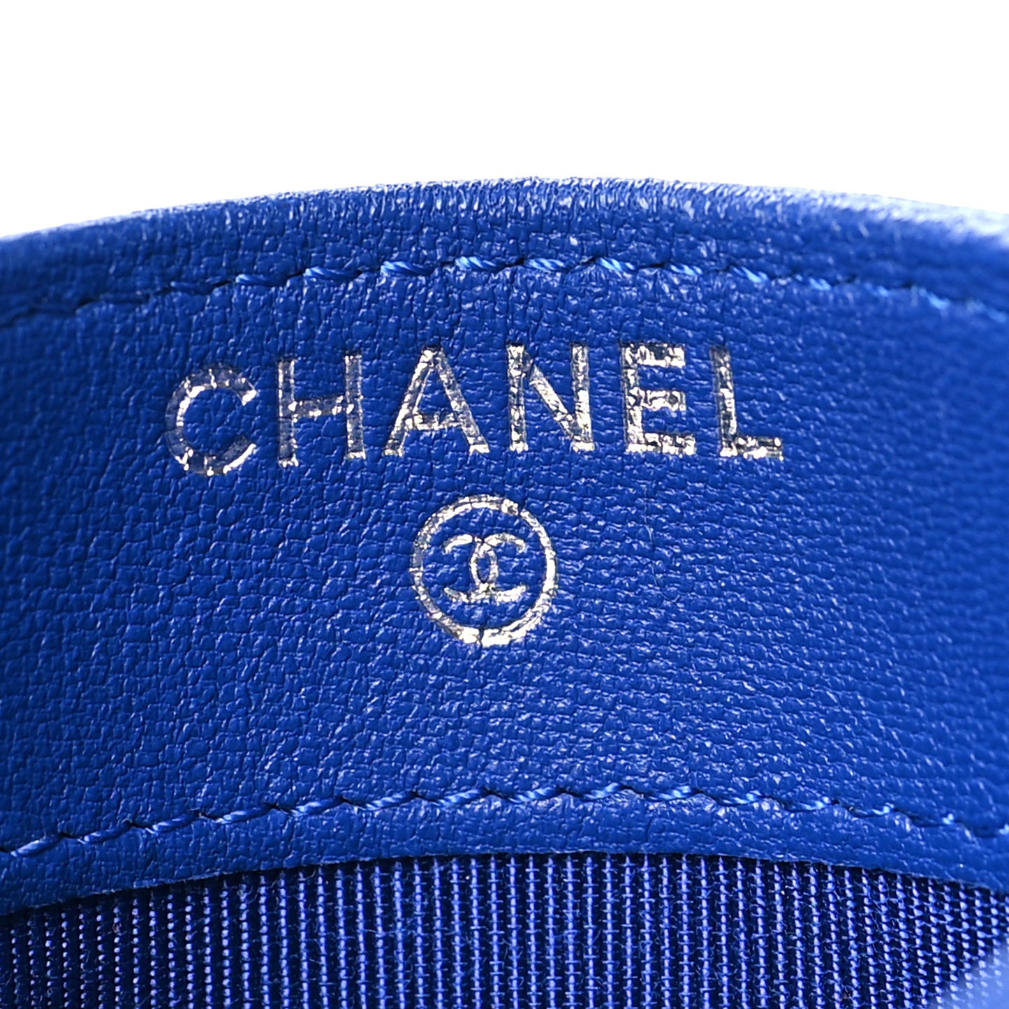 Lambskin Quilted Card Holder Blue