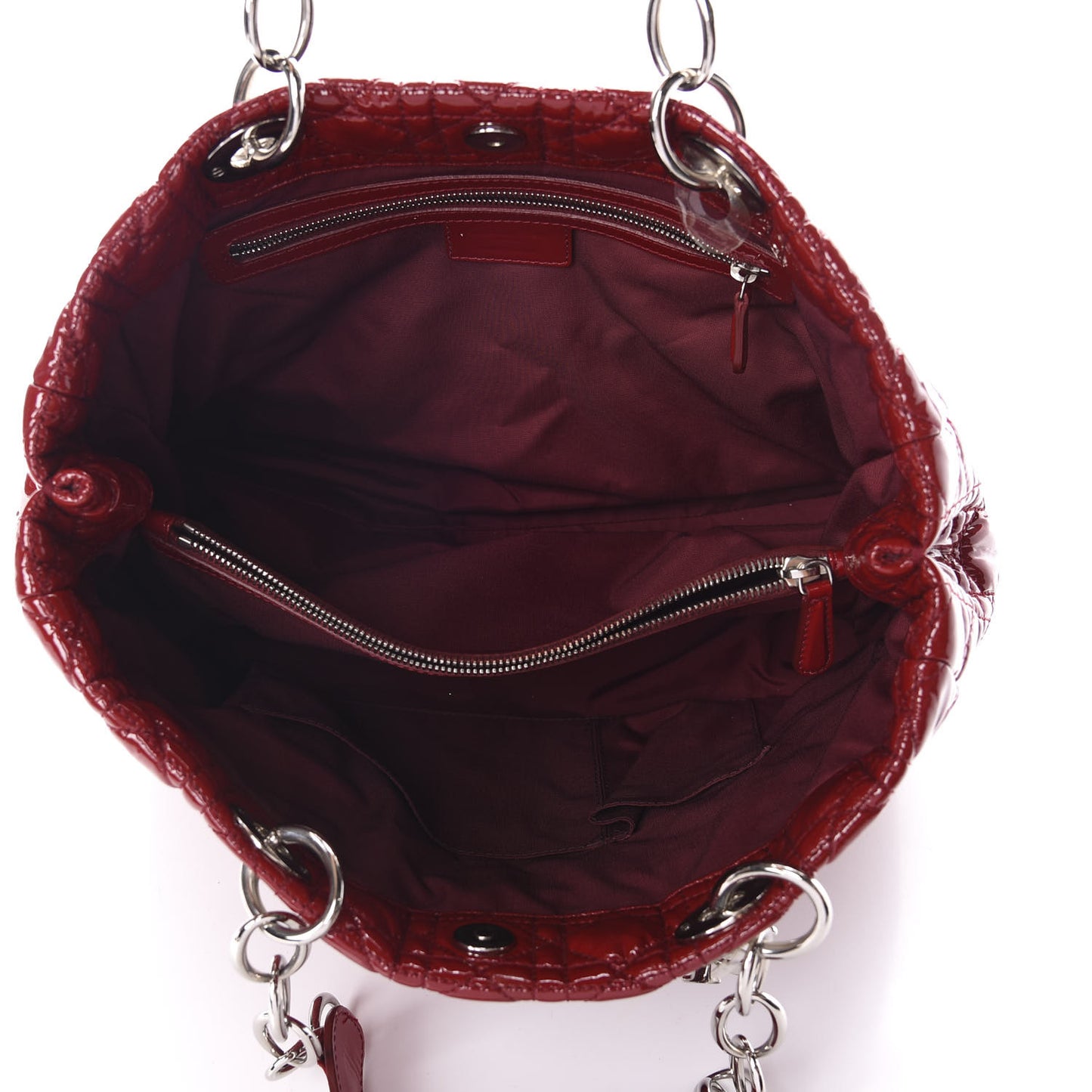 Patent Cannage Large Dior Soft Shopping Tote Red