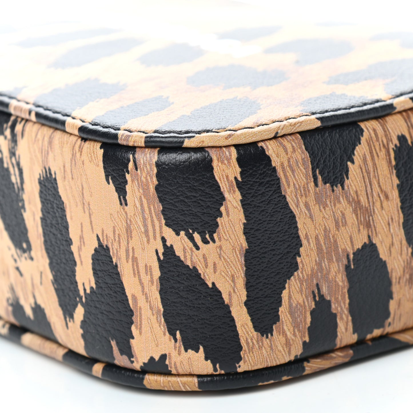 Calfskin Printed Leopard XS Everyday Camera Bag Beige White