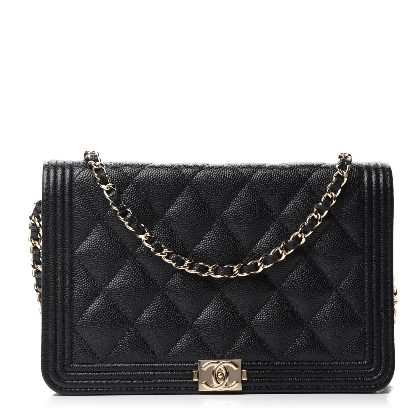 Caviar Quilted Boy Wallet On Chain WOC Black