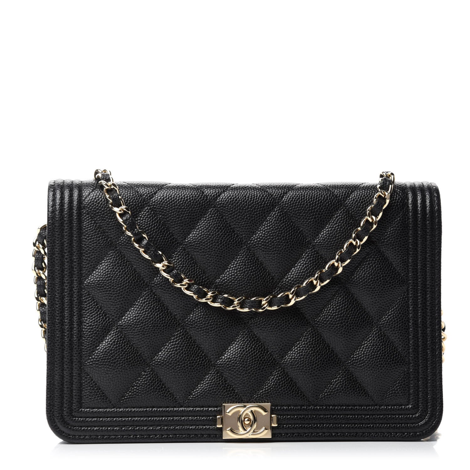 Chanel Caviar Quilted Boy Wallet On Chain WOC Black 1 of 12
