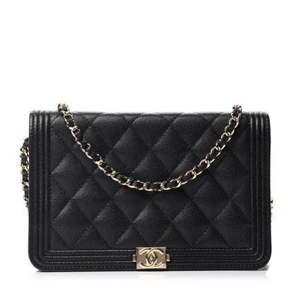 Chanel Caviar Quilted Boy Wallet On Chain WOC Black 1 of 12