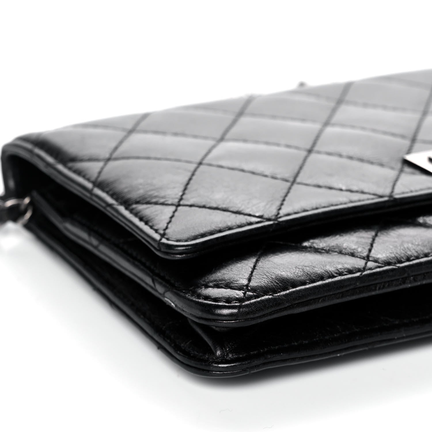 Chanel Metallic Aged Calfskin Quilted Reissue Wallet On Chain WOC Black 8 of 9