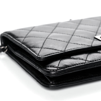 Chanel Metallic Aged Calfskin Quilted Reissue Wallet On Chain WOC Black 8 of 9