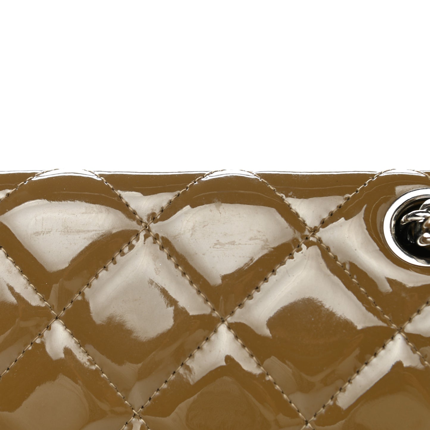 Patent Quilted Maxi Single Flap Brown