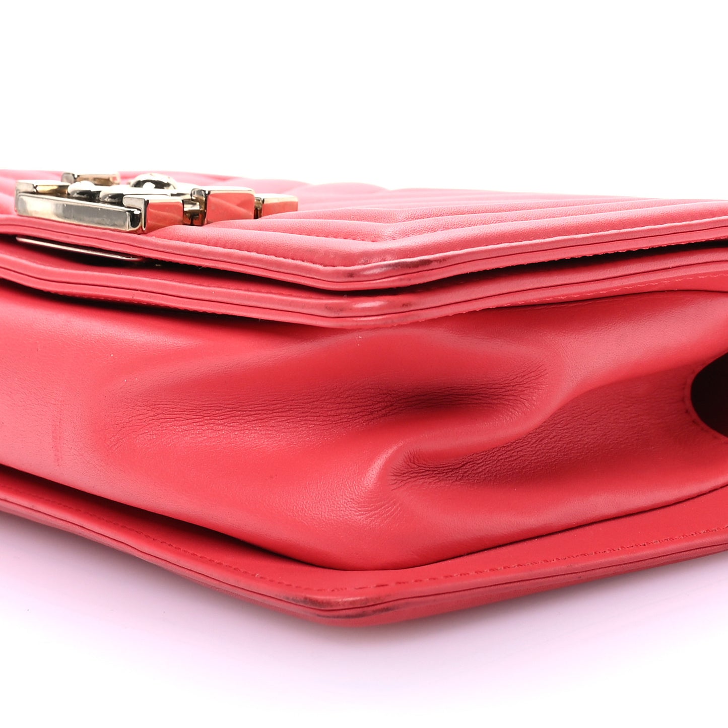 Calfskin Chevron Quilted Small Boy Flap Pink