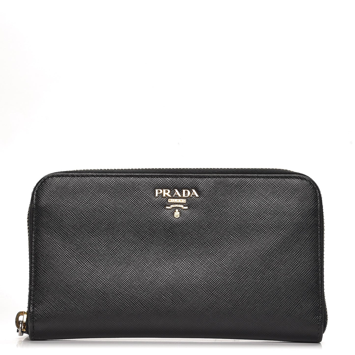 Saffiano Metal Zip Around Wallet Nero Black