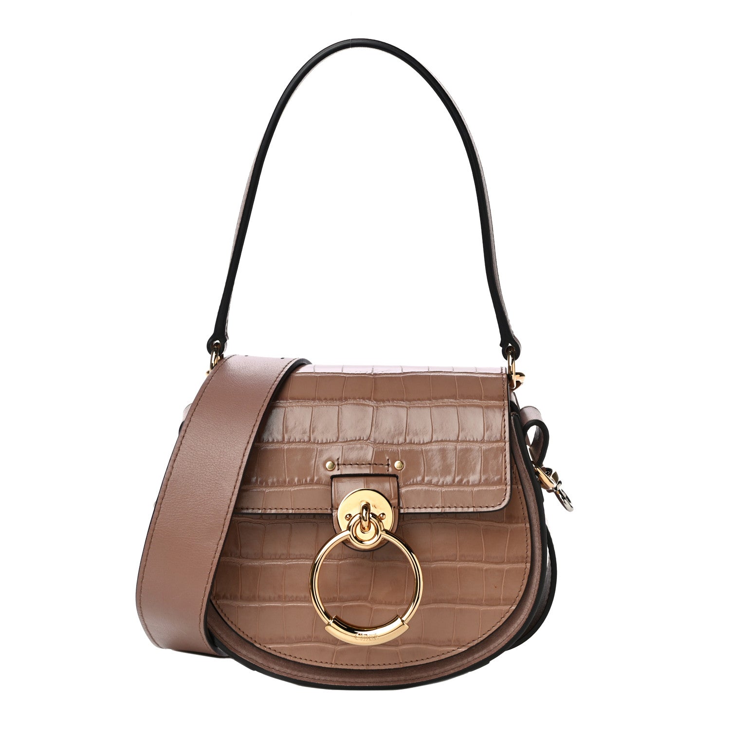 Chloe Calfskin Crocodile Embossed Small Tess Bag Woodrose 1 of 9